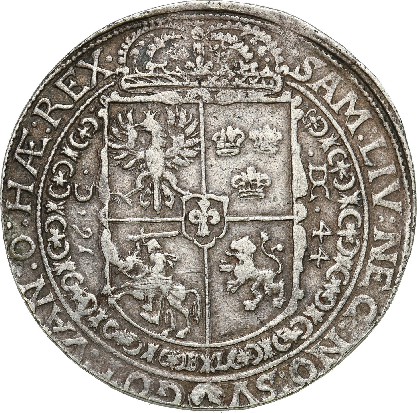 Władysław IV Waza. Talar 1644 z pięciopolową tarczą herbową, Kraków – EKSTREMALNIE RZADKI